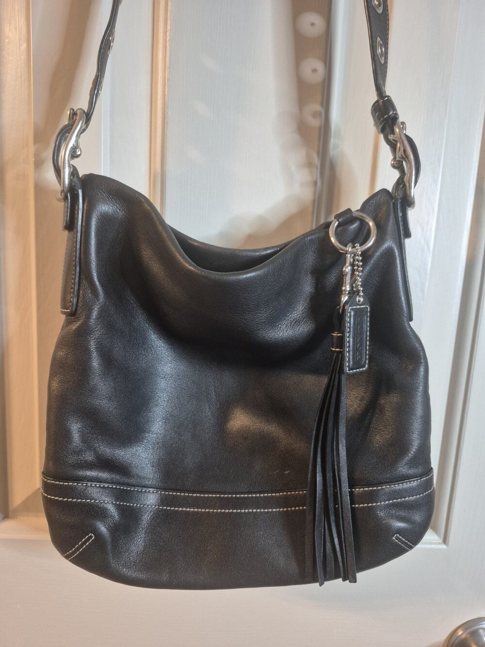 Genuine vintage COACH 1415 Black leather Legacy slim duffle shoulder Cross bag
